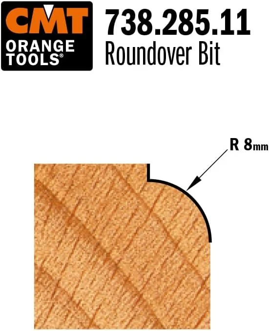 Fraise à arrondir R8 — queue 6 mm · actif Ø28,6 mm — CMT 738.285.11 3