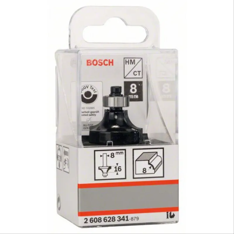 Fraise à arrondir R8 — queue 8 mm · actif Ø28,7 × 15,2 mm — Bosch 2608628341