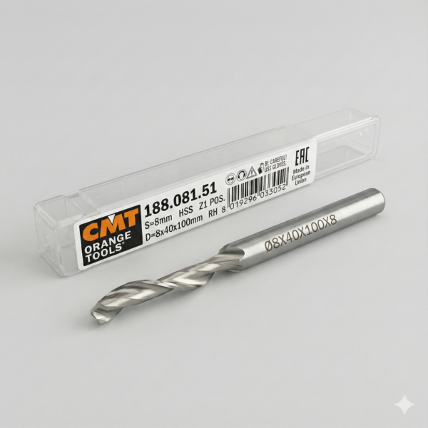 Fraise hélicoïdale pour aluminium — queue 8 mm · actif Ø8 × 40 mm — CMT 188.081.51