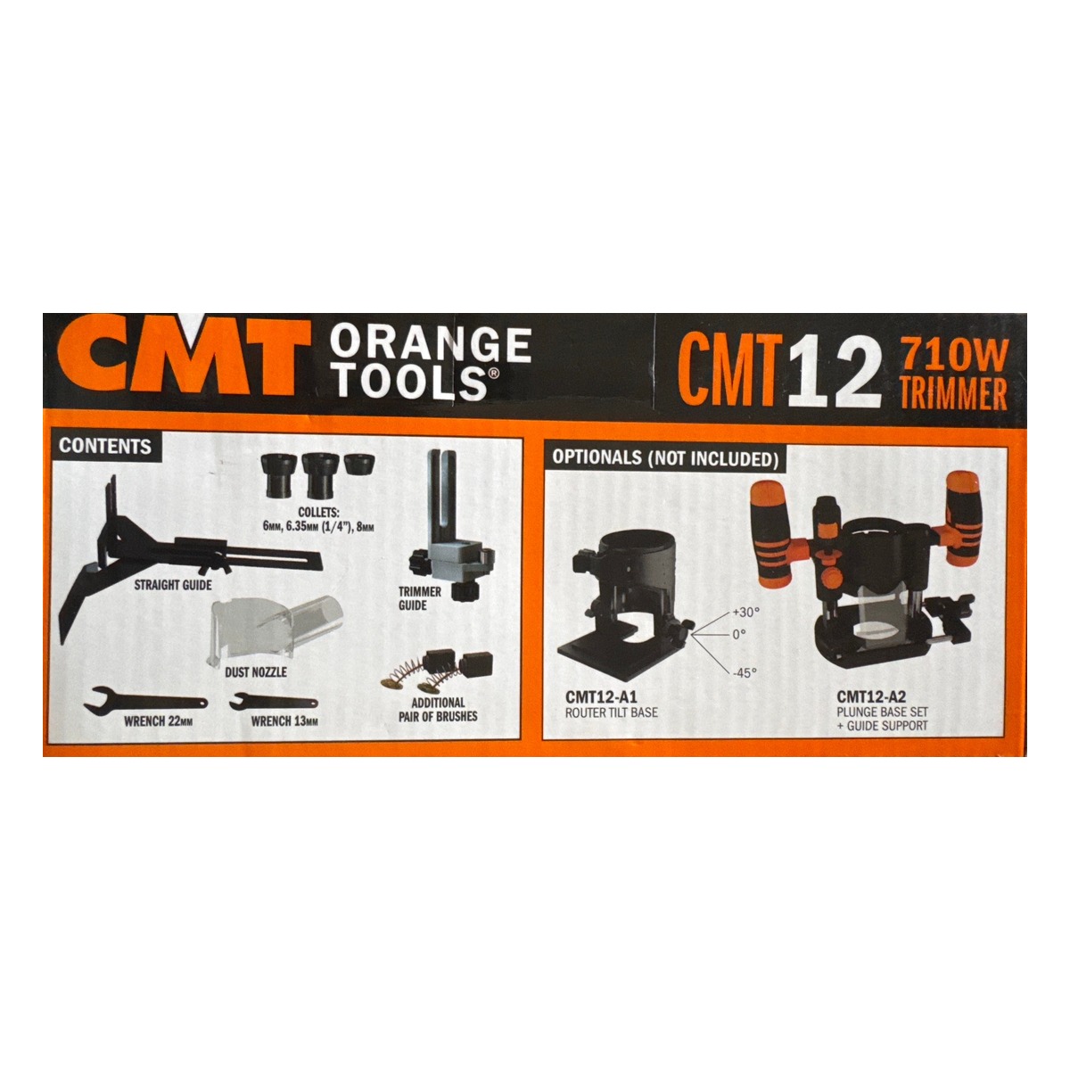 Affleureuse CMT Orange Tools CMT12 — 710 W, 10 000 à 30 000 tr/min, pinces 6, 6,35 et 8 mm 5