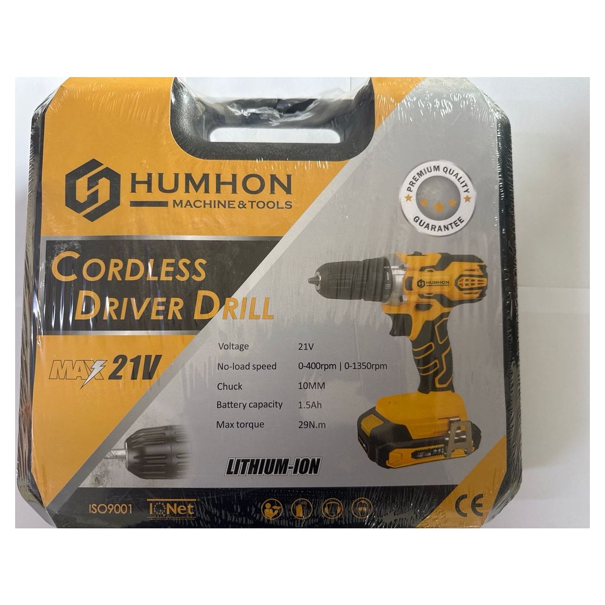 Perceuse-visseuse sans fil HUMHON 21 V — 2 batteries lithium-ion 1,5 Ah, mandrin 10 mm, 29 N·m — en coffret 2