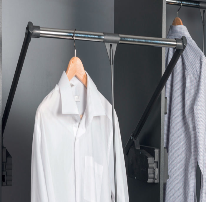 Penderie escamotable noire — porte-vêtements rabattable à descente amortie, armoire de 850 à 1150 mm, charge 15 kg — STARAX S-6013A 1