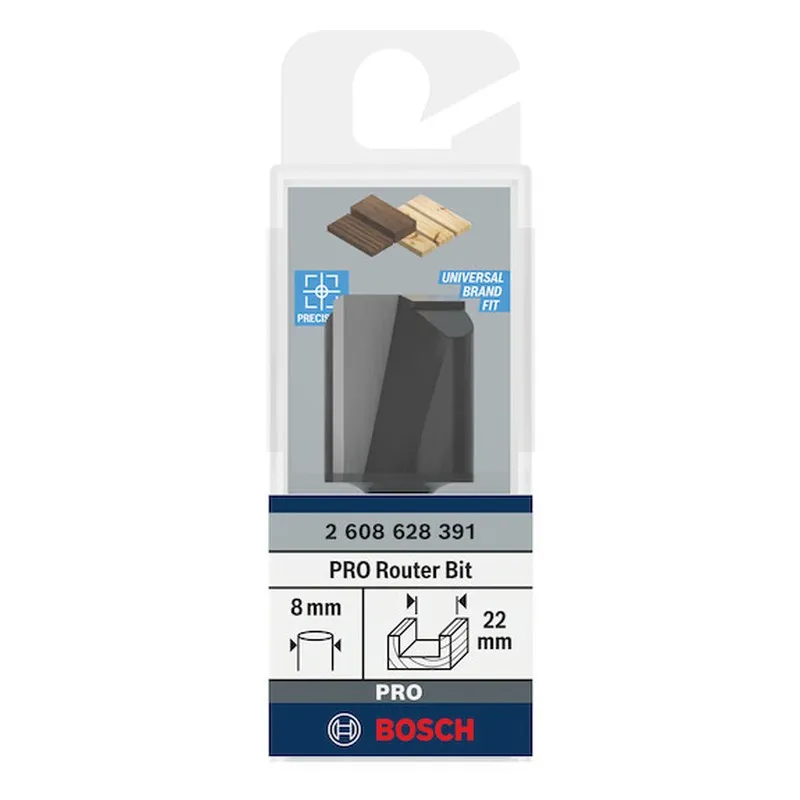 Fraise droite — queue 8 mm · actif Ø22 × 25 mm — Bosch 2608628391