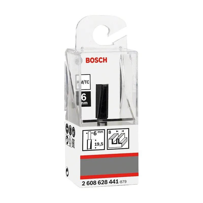 Fraise droite — queue 6 mm · actif Ø8 × 19,6 mm — Bosch 2608628441
