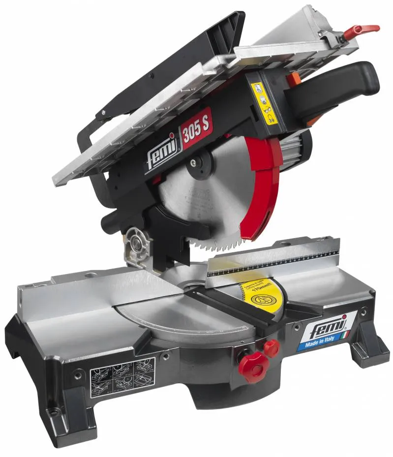 Machine FEMI 305S — scie à onglet avec table supérieure pour bois et aluminium — 1 400 W, lame 305 mm