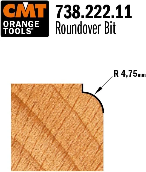 Fraise à arrondir R4,75 — queue 6 mm · actif Ø22,2 mm — CMT 738.222.11 2