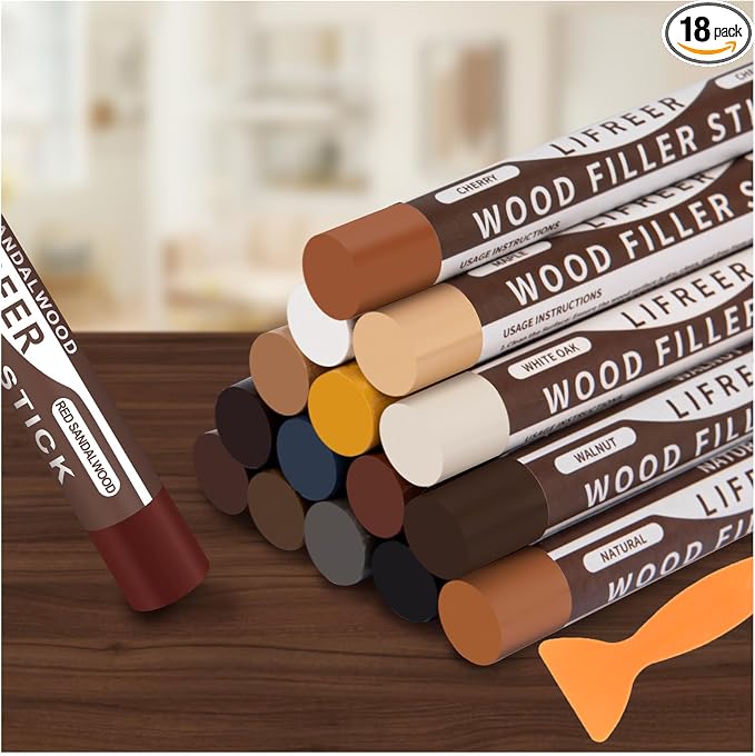 Pack de 6 crayons de cire pour réparation de meubles et panneaux