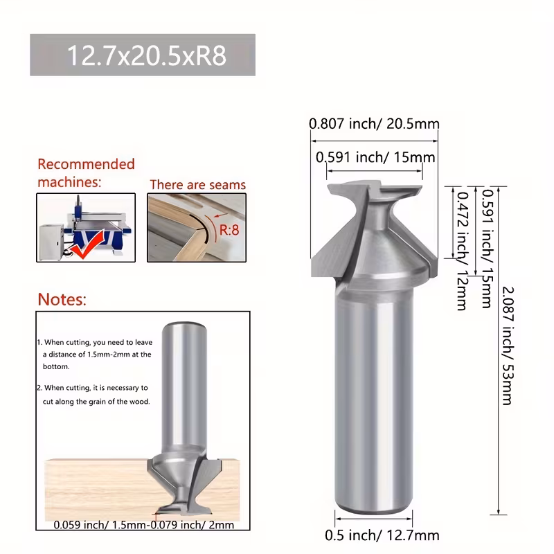 Fraises de pliage en arc — queue 12,7 mm (1/2") — profils R10 à R50 9