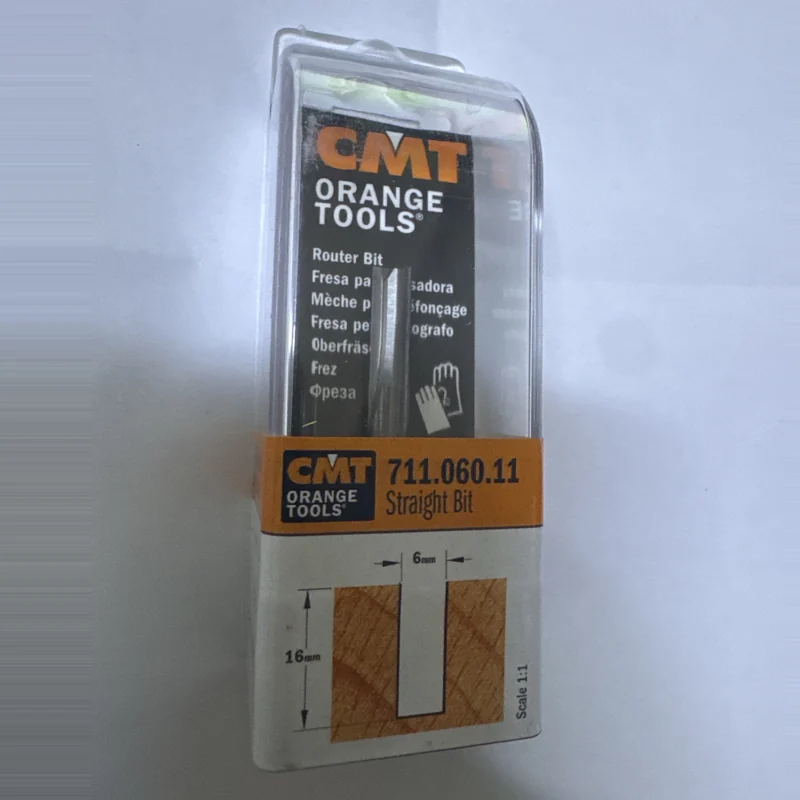 Fraise droite à deux tranchants — queue 6 mm · actif Ø6 × 16 mm — CMT 711.060.11