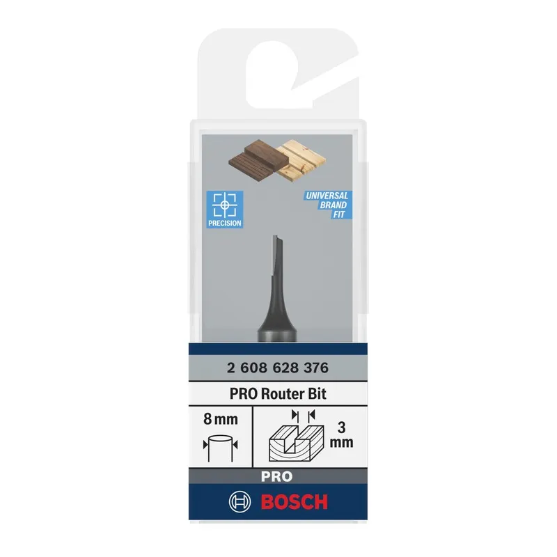 Fraise droite — queue 8 mm · actif Ø3 × 8 mm — Bosch 2608628376 5