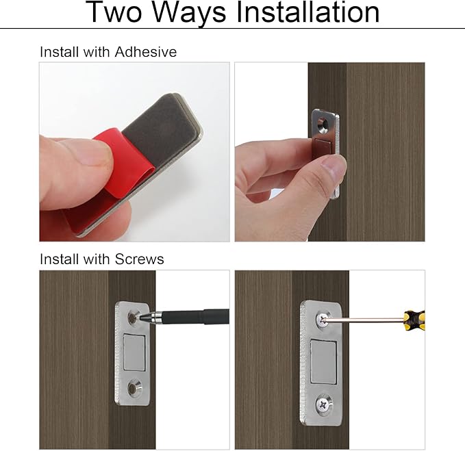 Loqueteau magnétique ultra-plat pour porte de meuble — pose par vis ou adhésif