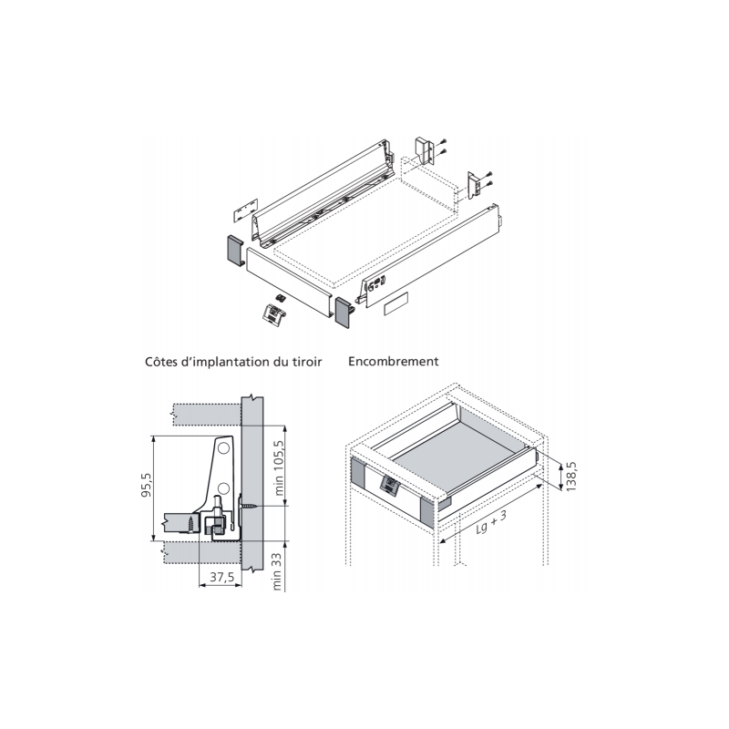 Kit tiroir a l'anglaise Blum TANDEMBOX antaro M — profondeur 500 mm, BLUMOTION, 30 kg 3