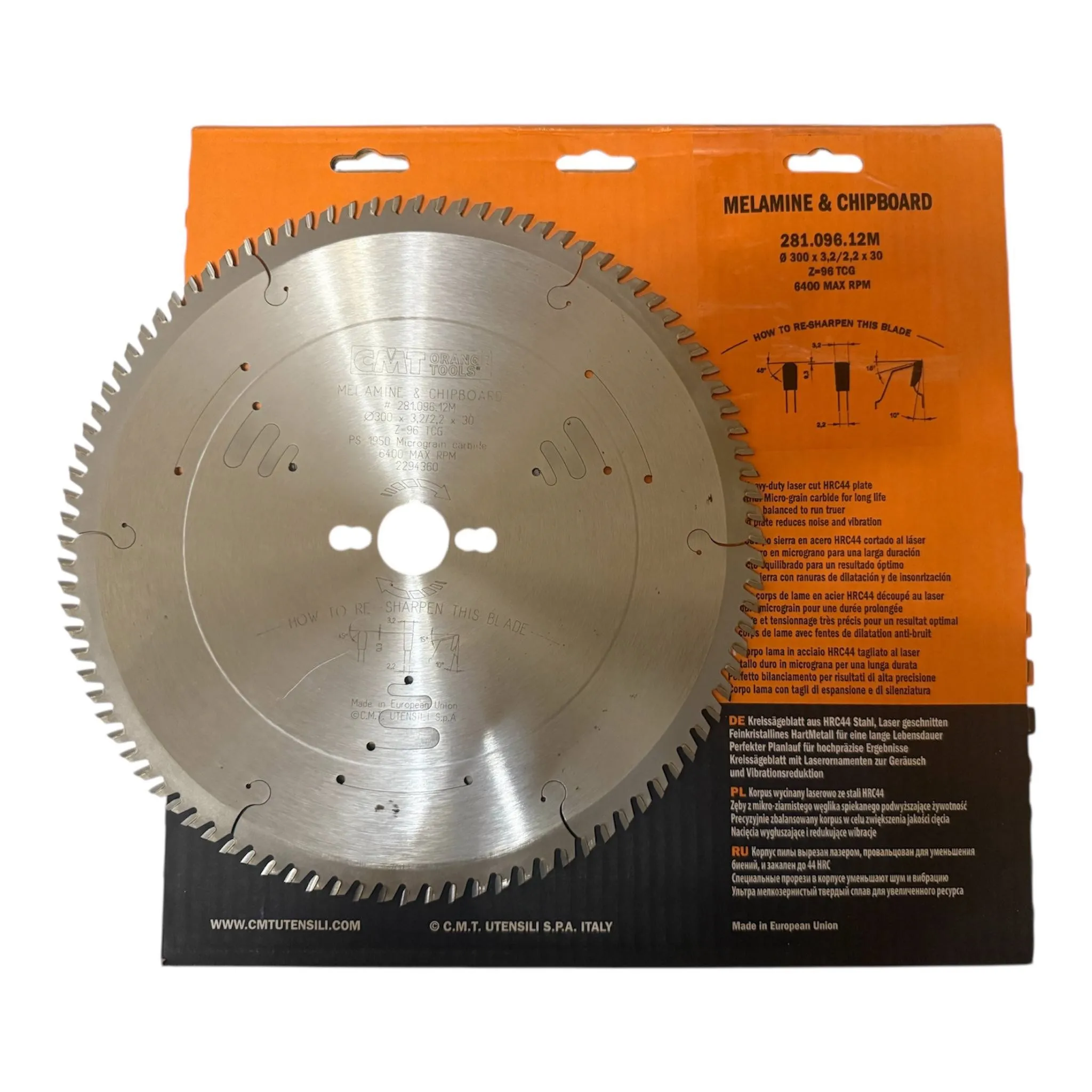 Disque pour scie à panneaux — CMT 281.096.12M — bois, MDF, mélaminé et panneaux stratifiés — 300 mm, 96 dents 3