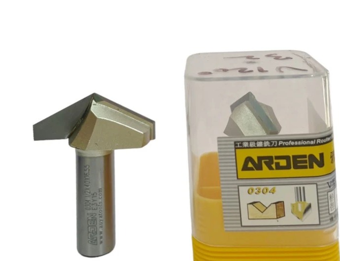 Fraise en V 120° — queue 12,7 mm · actif Ø40 mm — Arden 0304