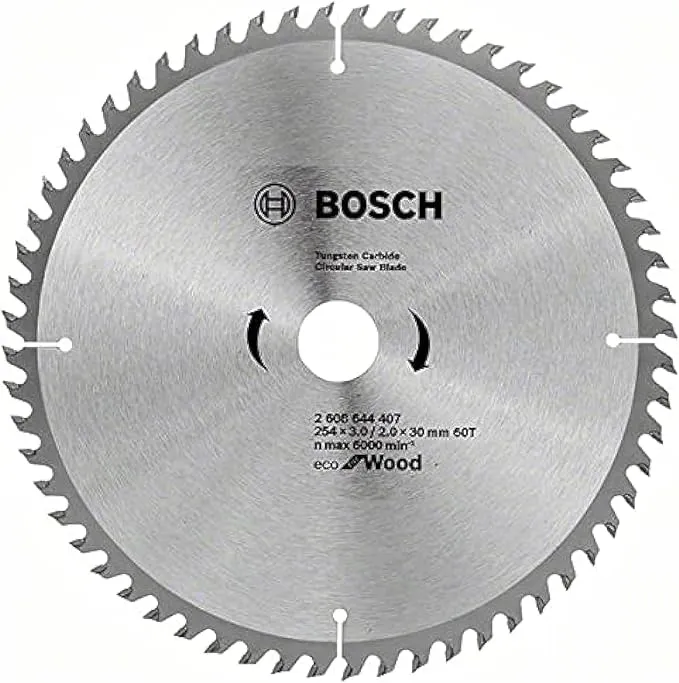 Disque pour scie de table ou scie circulaire portative — Bosch Eco for Wood 2608644407 — bois/MDF — 254 mm, 60 dents