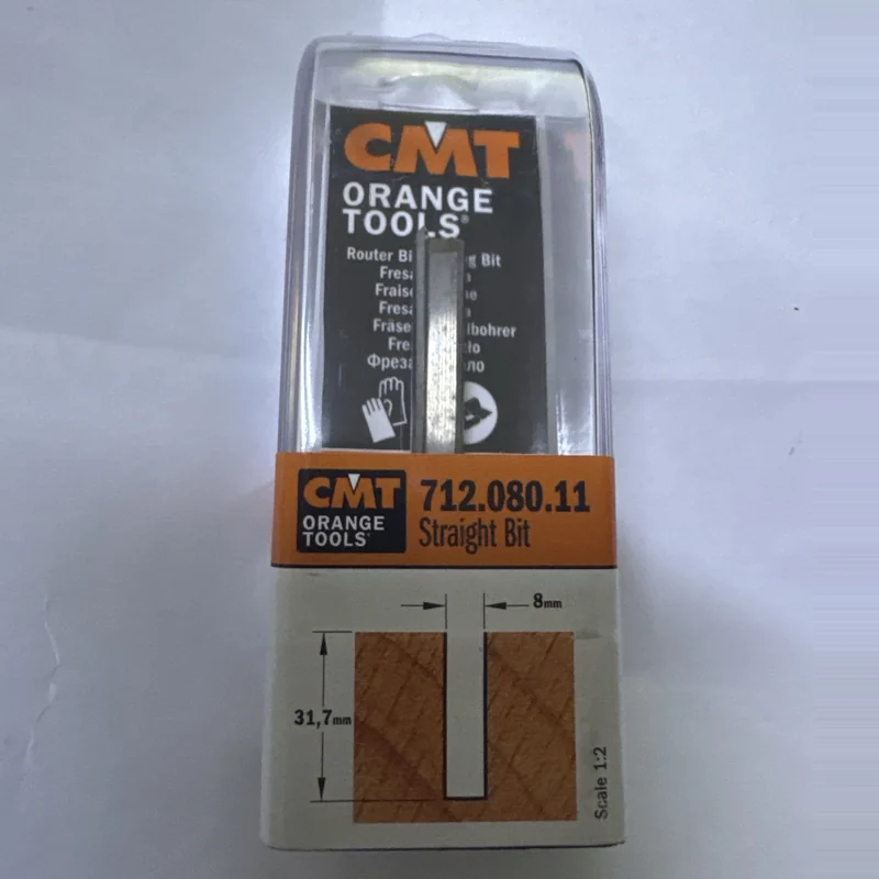 Fraise droite à deux tranchants — queue 6 mm · actif Ø8 × 31,7 mm — CMT 712.080.11