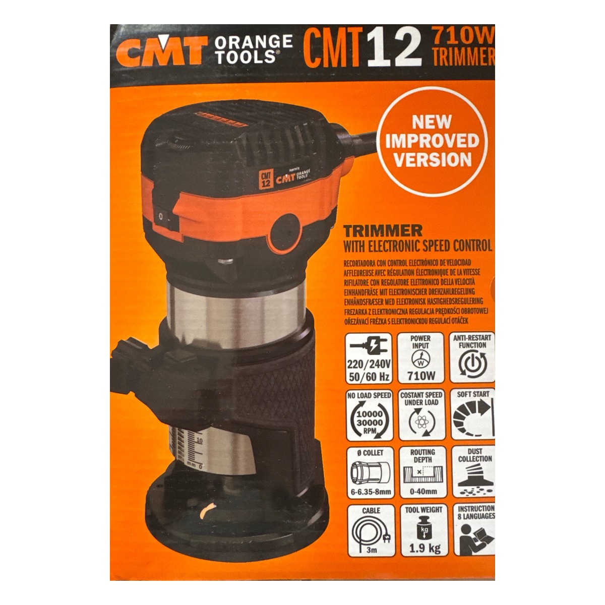 Affleureuse CMT Orange Tools CMT12 — 710 W, 10 000 à 30 000 tr/min, pinces 6, 6,35 et 8 mm 3