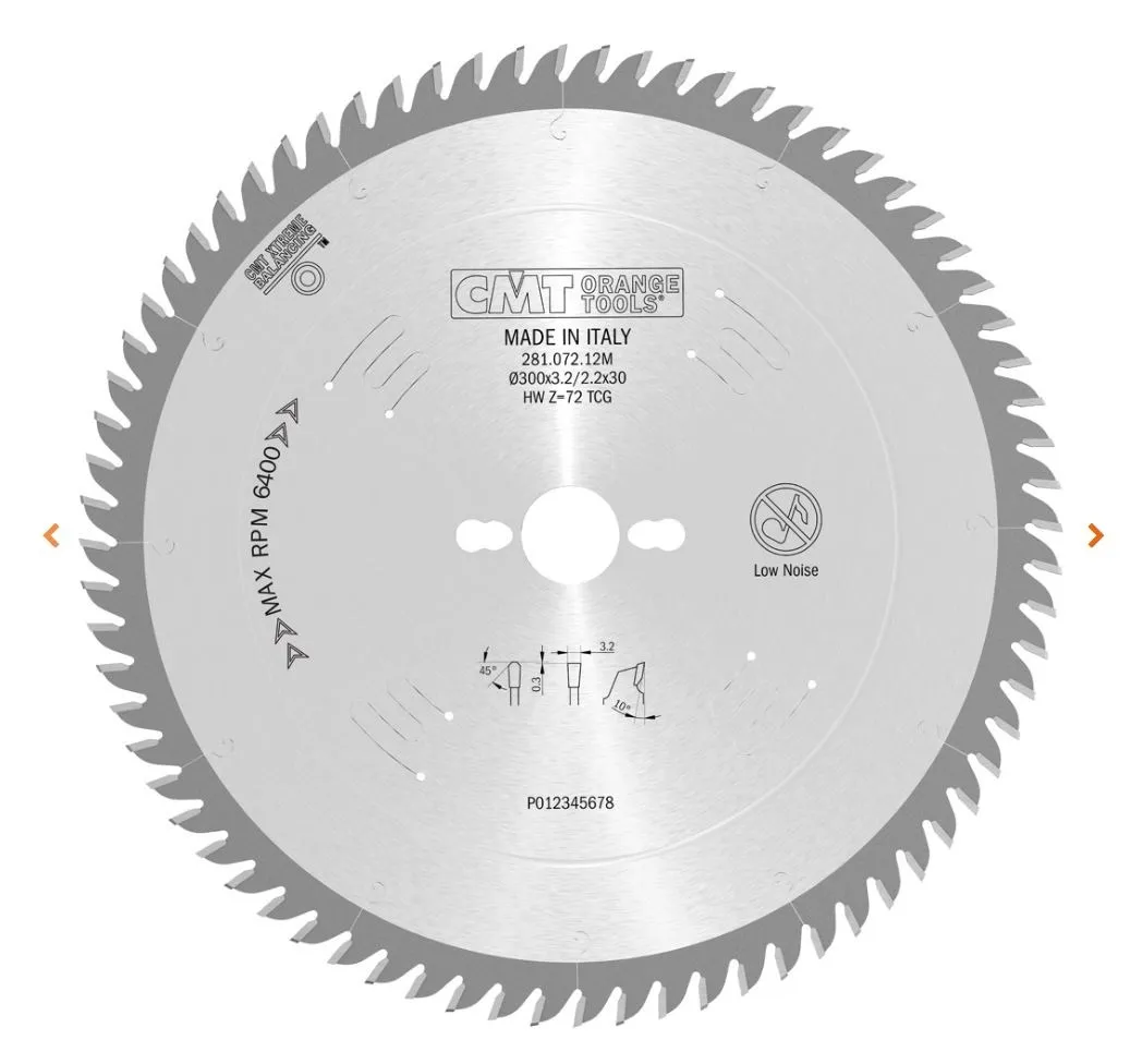 Disque pour scie à panneaux — CMT Xtreme 281.072.12M — bois, MDF, mélaminé et panneaux stratifiés — 300 mm, 72 dents