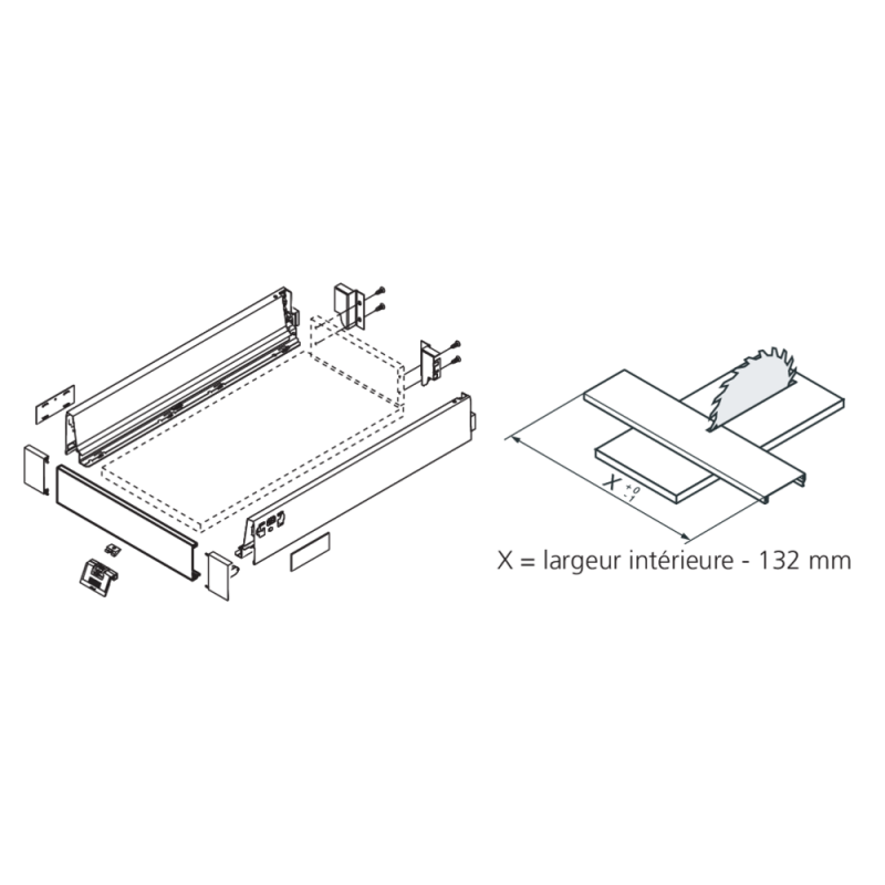Kit tiroir a l'anglaise Blum TANDEMBOX antaro M — profondeur 500 mm, BLUMOTION, 30 kg 2