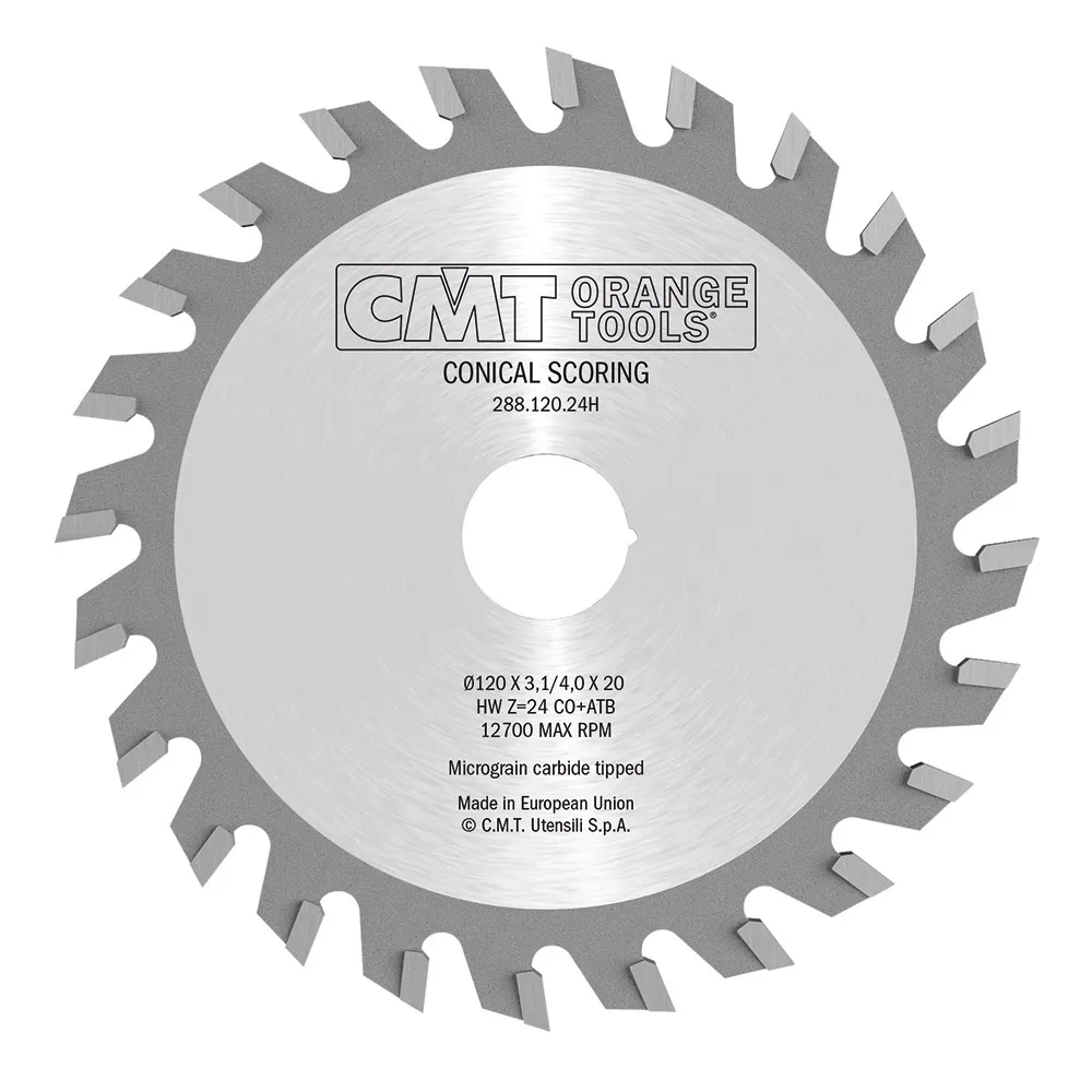 Inciseur pour scie à panneaux — CMT 288.120.24H — panneaux stratifiés et MDF — 120 mm, 24 dents