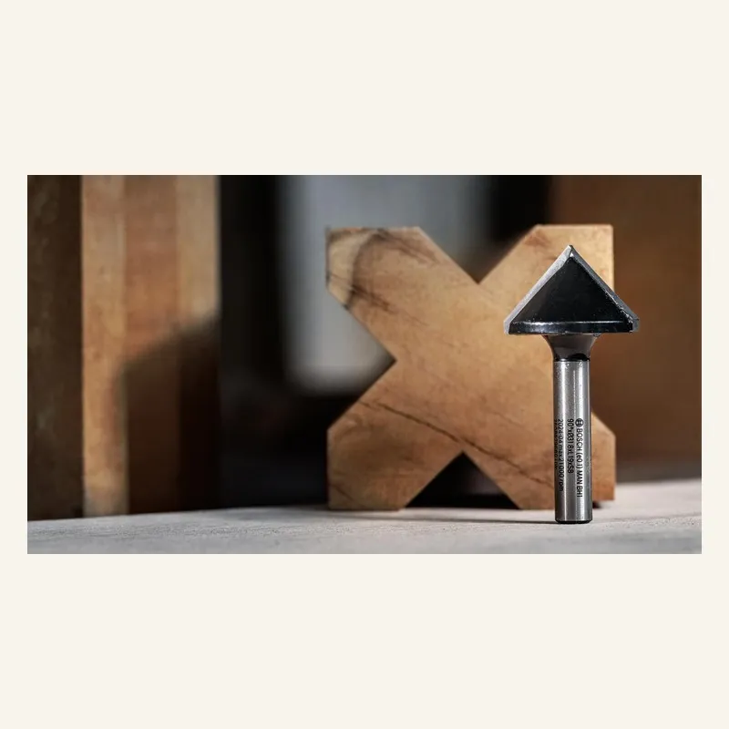 Fraise à rainurer en V 90° — queue 8 mm · actif Ø16 × 15,7 mm — Bosch 2608628407