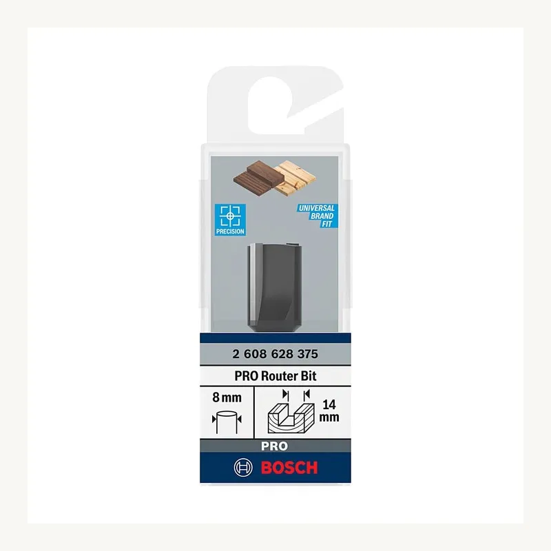 Fraise droite — queue 8 mm · actif Ø14 × 19,6 mm — Bosch PRO 2608628375