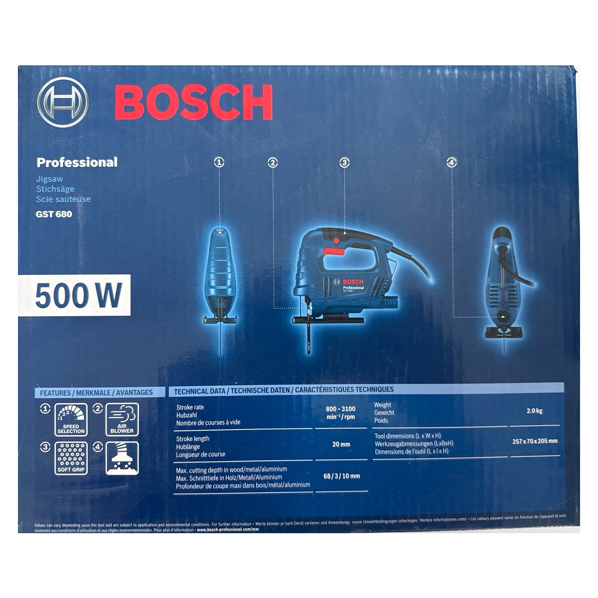 Scie sauteuse Bosch Professional GST 680 — 500 W, coupe bois 68 mm 3