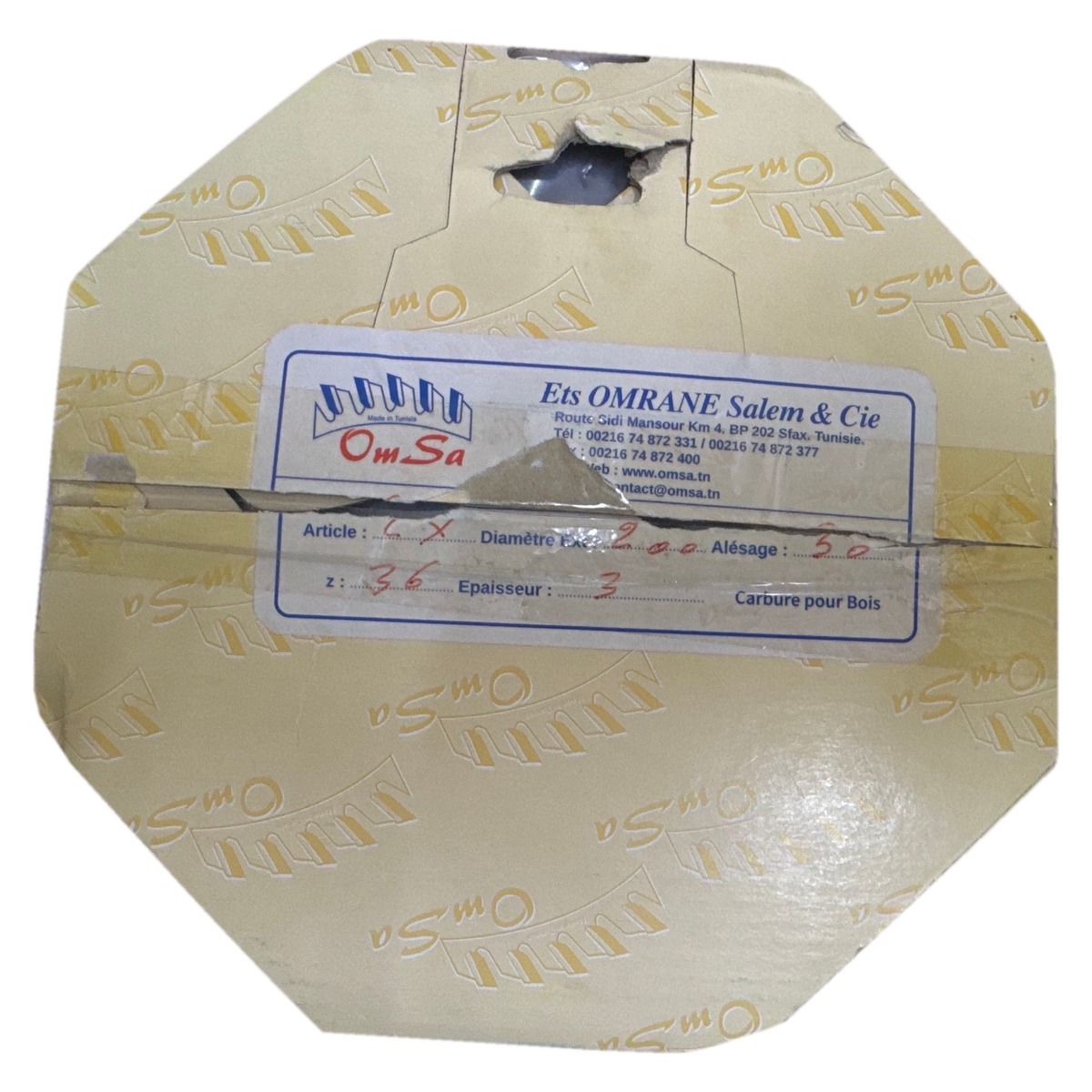Disque carbure pour bois — OMSA — Ø 200 mm, alésage 30 mm, 36 dents