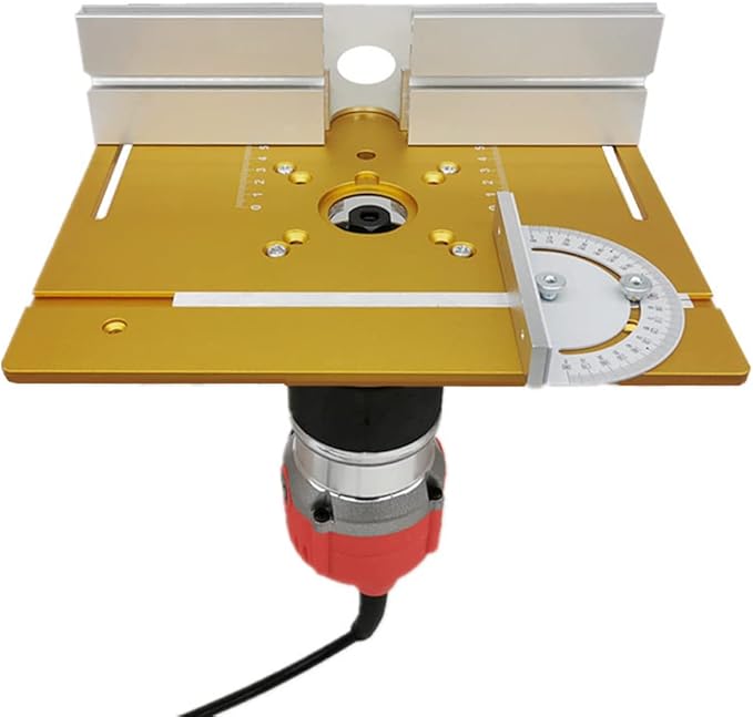 Plaque de table pour défonceuse — aluminium, guide parallèle et rapporteur d angle 1