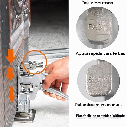Bras de levage à main — lève-porte et lève-meuble à levier, descente FAST / SLOW 3